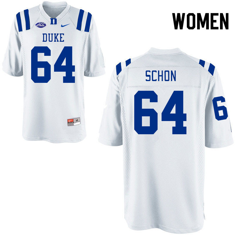 Women #64 Eric Schon Duke Blue Devils College Football Jerseys Stitched-White